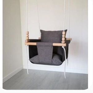 Gray Hanging Baby Swing with Cushion